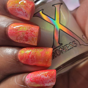 Love Potion - Fluid Art Polish - Orange/Gold/Green Iridescent