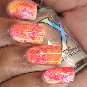 Love Potion - Fluid Art Polish - Orange/Gold/Green Iridescent