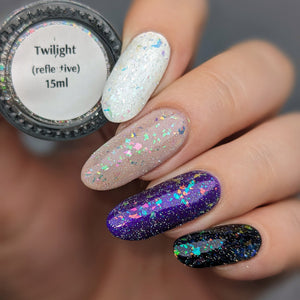Twilight - Silver Reflective Topper w/ Iridescent Flakes