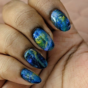 Vestige - Fluid Art Polish - Clear w/ Blue Iridescent Flakes