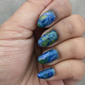 Vestige - Fluid Art Polish - Clear w/ Blue Iridescent Flakes