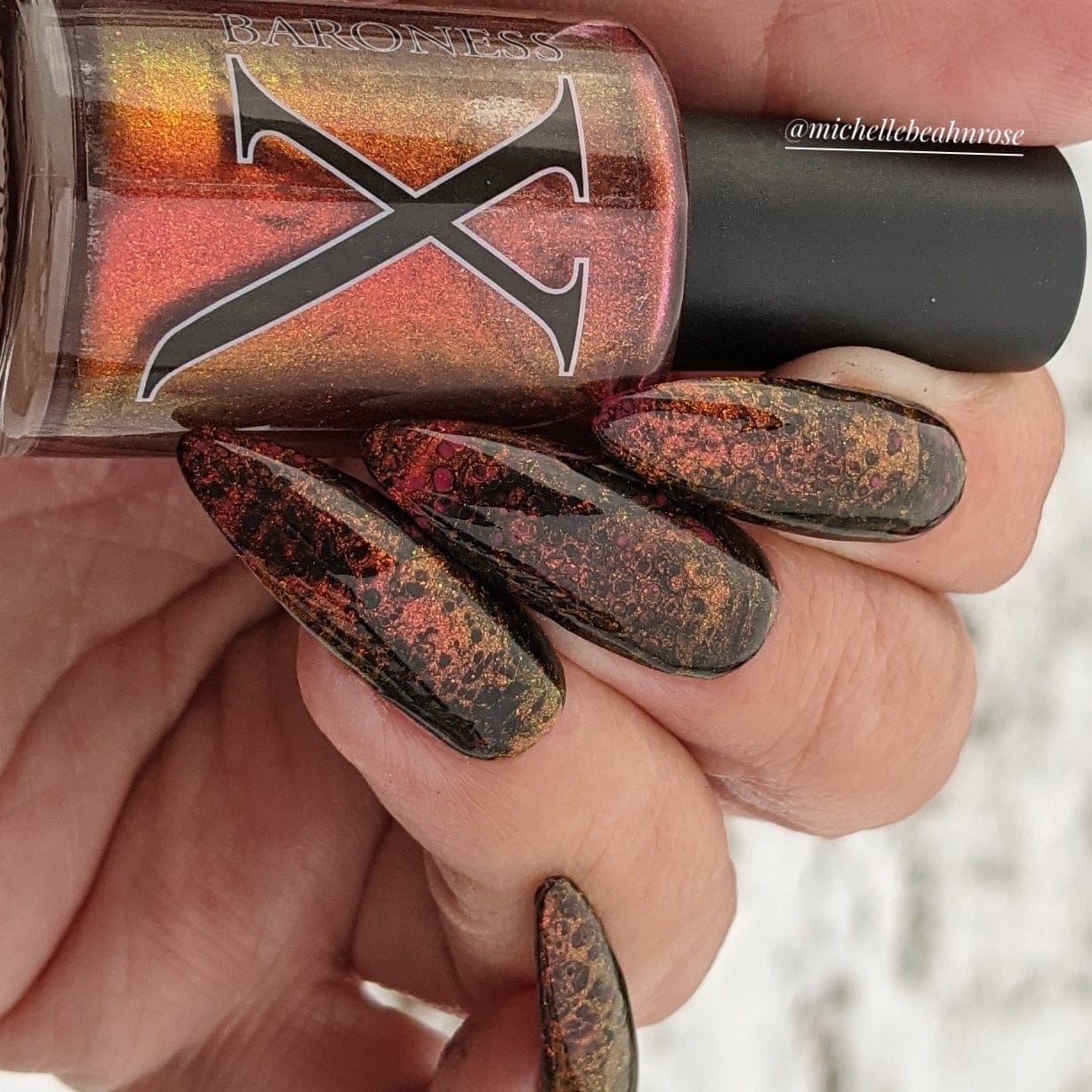 Love Potion - Fluid Art Polish - Orange/Gold/Green Iridescent