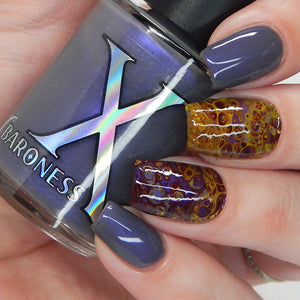 Light Show - Fluid Art Polish - Dark Grey w/ Bright Purple Shimmer