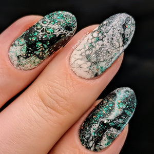 Kingfisher - Fluid Art Polish - Teal Microflakie w/ Copper Accents in Clear