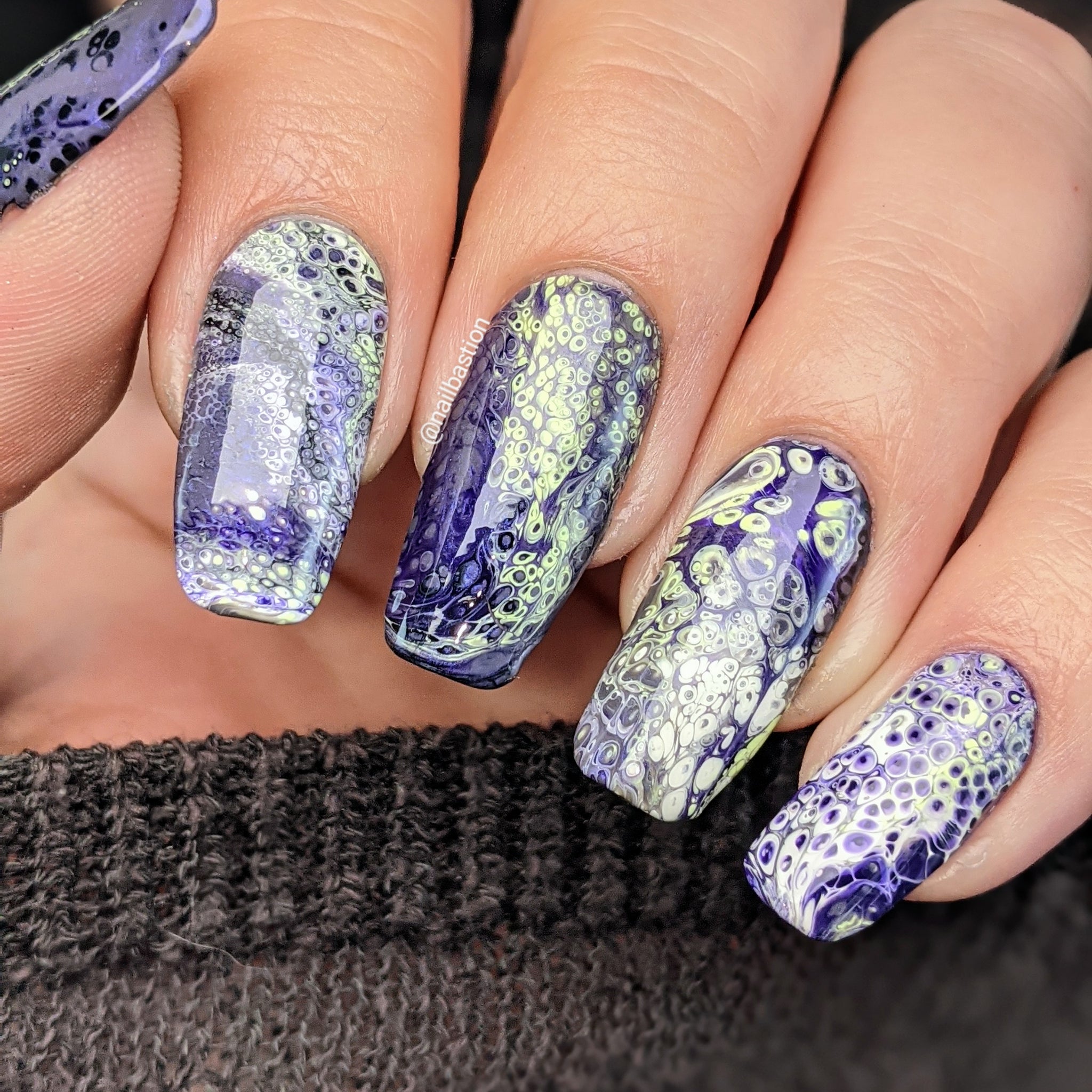 Light Show - Fluid Art Polish - Dark Grey w/ Bright Purple Shimmer