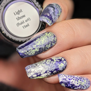 Light Show - Fluid Art Polish - Dark Grey w/ Bright Purple Shimmer