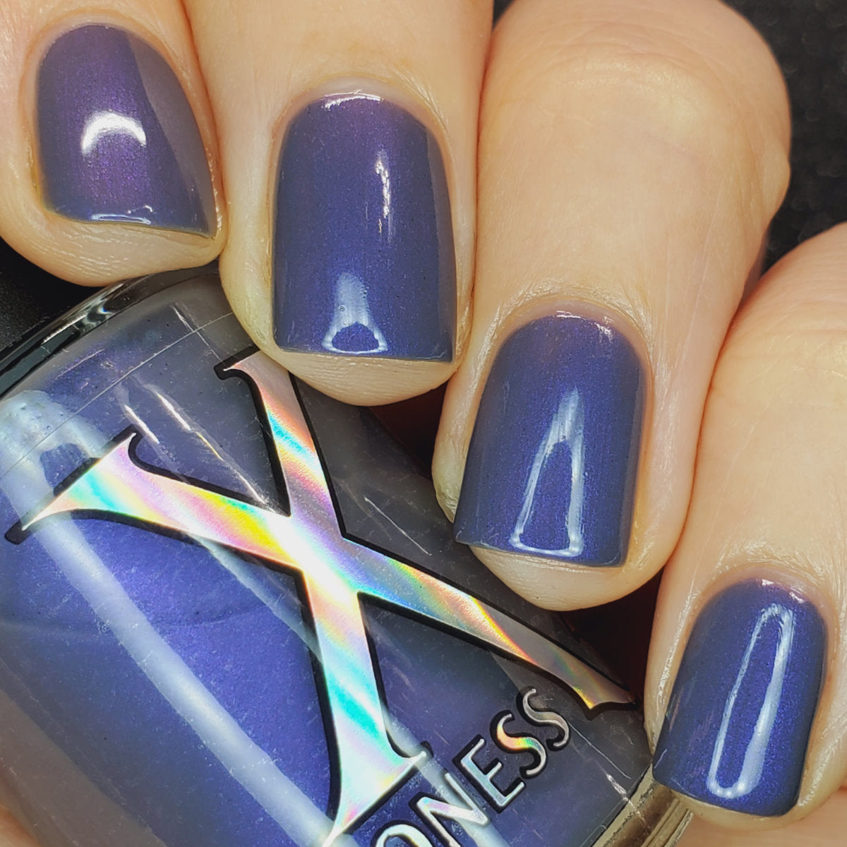 Light Show - Fluid Art Polish - Dark Grey w/ Bright Purple Shimmer