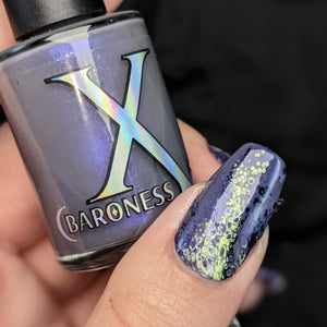 Light Show - Fluid Art Polish - Dark Grey w/ Bright Purple Shimmer