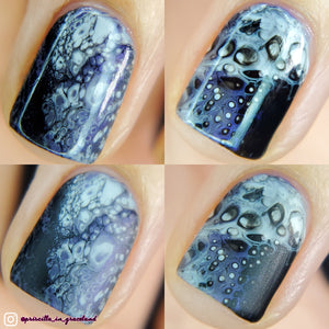 Light Show - Fluid Art Polish - Dark Grey w/ Bright Purple Shimmer