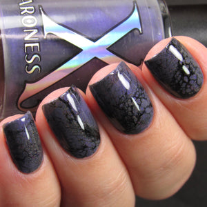 Light Show - Fluid Art Polish - Dark Grey w/ Bright Purple Shimmer