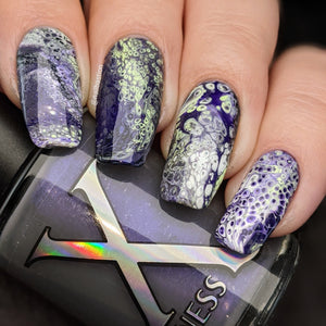 Light Show - Fluid Art Polish - Dark Grey w/ Bright Purple Shimmer