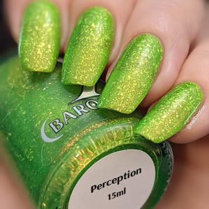 Perception - Green Jelly w/ Orange to Green Shimmer & Peridot Flakies