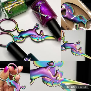 Unicorn Scissors in Oil Slick Multichrome for Nail Art or Hobbies