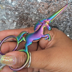 Unicorn Scissors in Oil Slick Multichrome for Nail Art or Hobbies