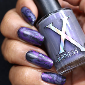 Light Show - Fluid Art Polish - Dark Grey w/ Bright Purple Shimmer