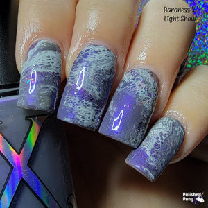 Light Show - Fluid Art Polish - Dark Grey w/ Bright Purple Shimmer