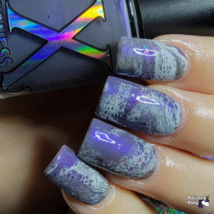 Light Show - Fluid Art Polish - Dark Grey w/ Bright Purple Shimmer