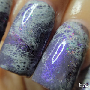 Light Show - Fluid Art Polish - Dark Grey w/ Bright Purple Shimmer