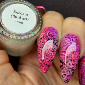 Enchant - Fluid Art Polish - Clear w/ Pink to Green Flakies