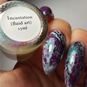 Incantation - Fluid Art Polish - Green/Teal/Blue Iridescent